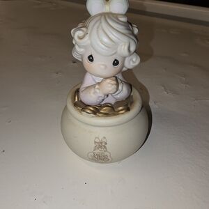 Precious Moments Child Figurine with Gold and Cream
